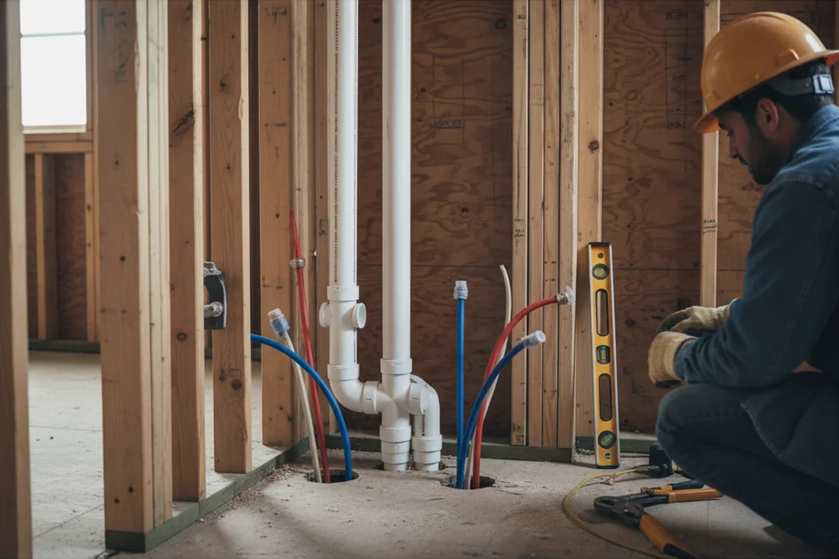 Drain and supply rough-in during Sump Pump Repair in Glenwood Springs